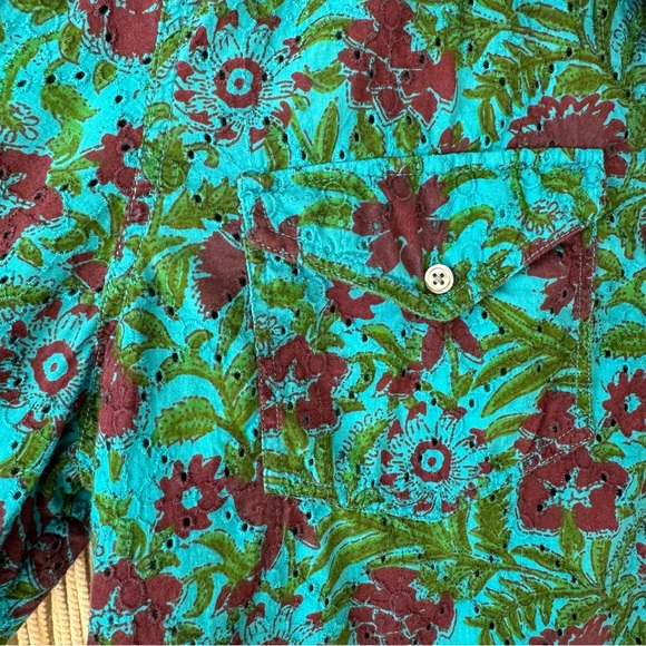 SUNDANCE Rhea Floral eyelet Button Down Shirt Size Large E - Picture 5 of 11